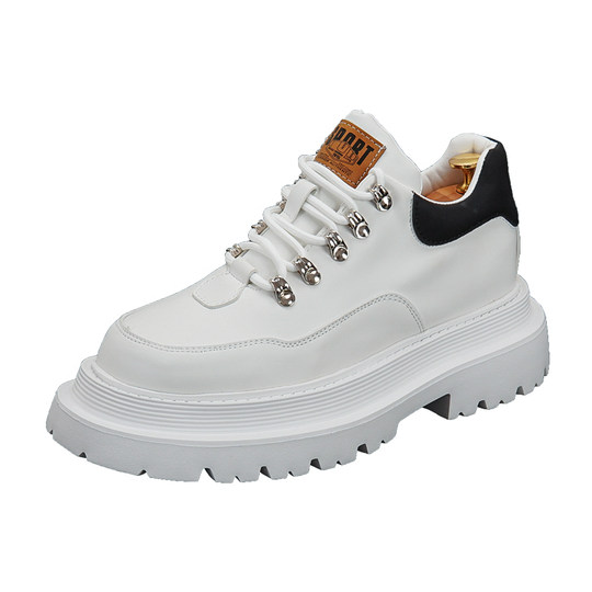 Botas Martin para hombre 2025, nuevo estilo de invierno, además de zapatos de cuero de caña alta cálidos de terciopelo, suela gruesa para hombre, zapatos blancos para hombre con realce interior