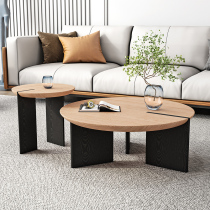 Light and luxurious home oak round tea table Size combined Nordic SQ expression Wind red oak wood cover several livingroom Wind edge a few