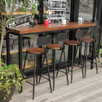 Nordic Loft Solid Wood Bar Table And Chairs Home Partition Strip Table Milk Tea Shop Leaning Against Wall High Foot Table Bar Bar Bench