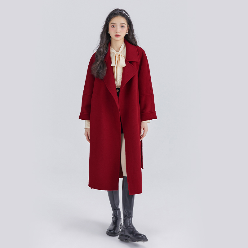 The small deer's puff Sicilian coat classic mountain cashmere full-hand double face coat-Taobao