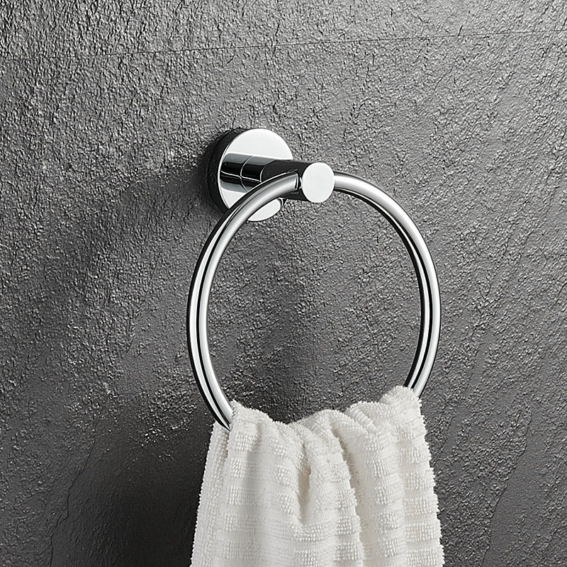 Powder Room Punch-Free Stainless Steel Round Towel Ring Bathroom Cabinet Basin Towel Rack Toilet Toilet Towel Hanging