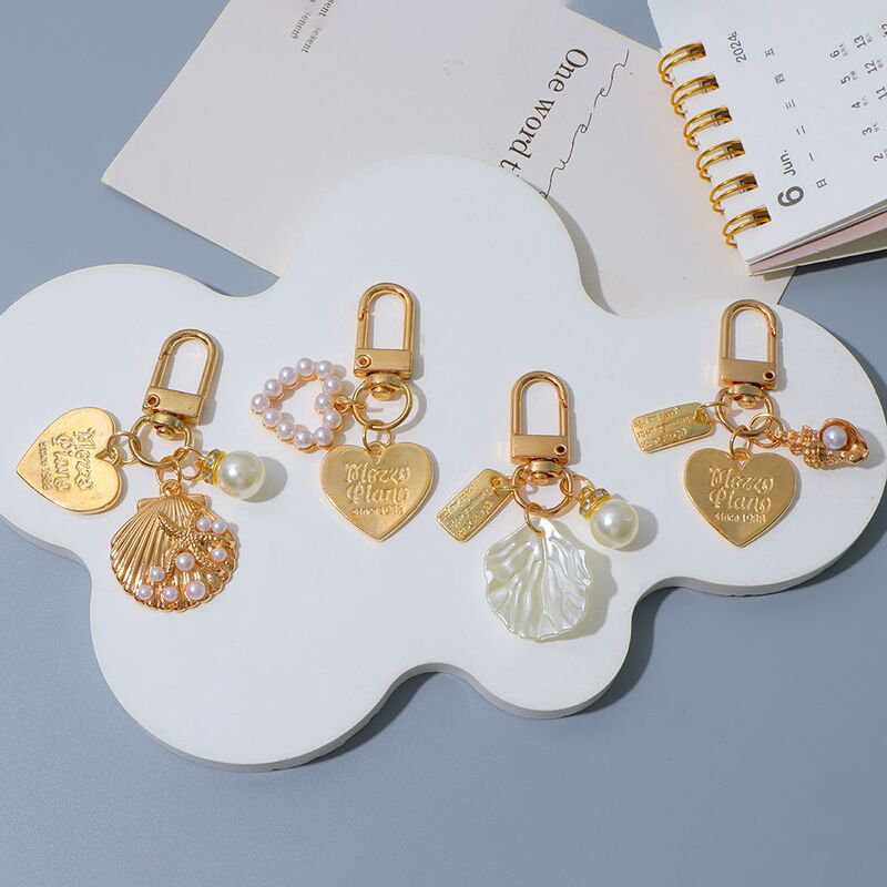 Zipper Pull Pendant Decoration Pearl Shell Flower Piece Keychain Student Bag Charm Girl Birthday Gift