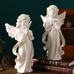 Little Angel Girl Figurine, Vintage European-Style Plaster Sculpture, French Wedding Decoration, Tabletop Art Display