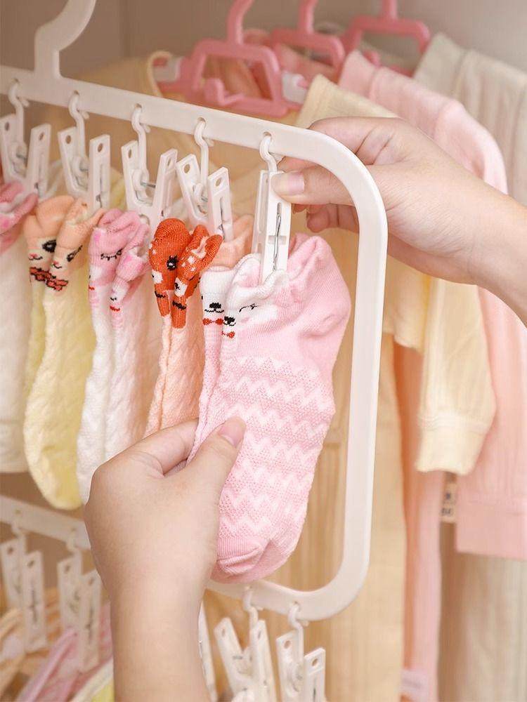 袜子晾晒架新生婴儿宝宝幼儿专用晒袜子内裤神器儿童多夹子晾衣架详情7