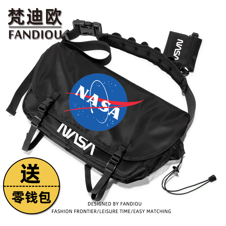 NASA astronauts co-branded tide brand messenger bag street trend young students high school students shoulder bag large-capacity men