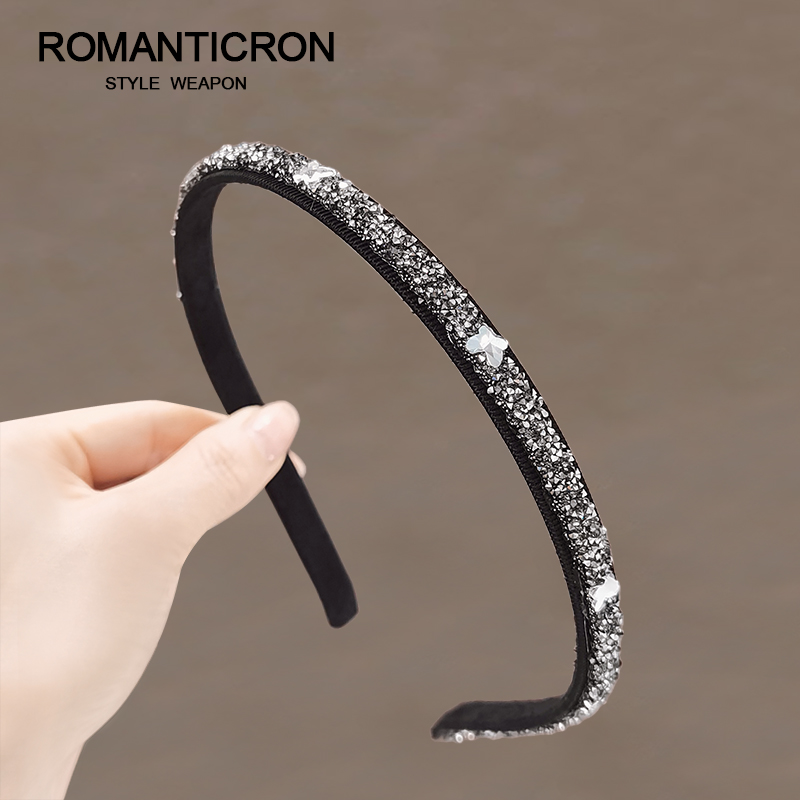 images 2:Hair hoop female hairpin pressurized out of bits and exhaled black water drilling Korean air summer head hoop