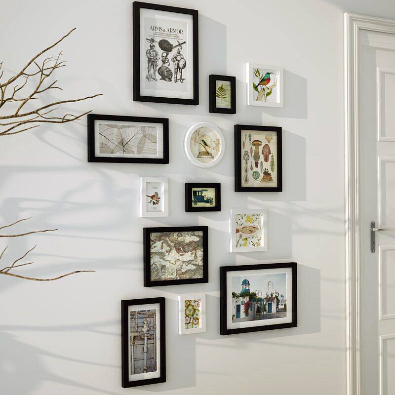 Solid wood photo wall decoration modern minimalist photo-frame wall Creative vertical version Photograph Wall Nordic Wall Trim Background Wall Composition