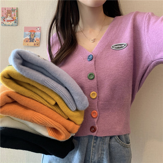 New Korean Sweet Cardigan Sweater Women Single Breasted V-ne