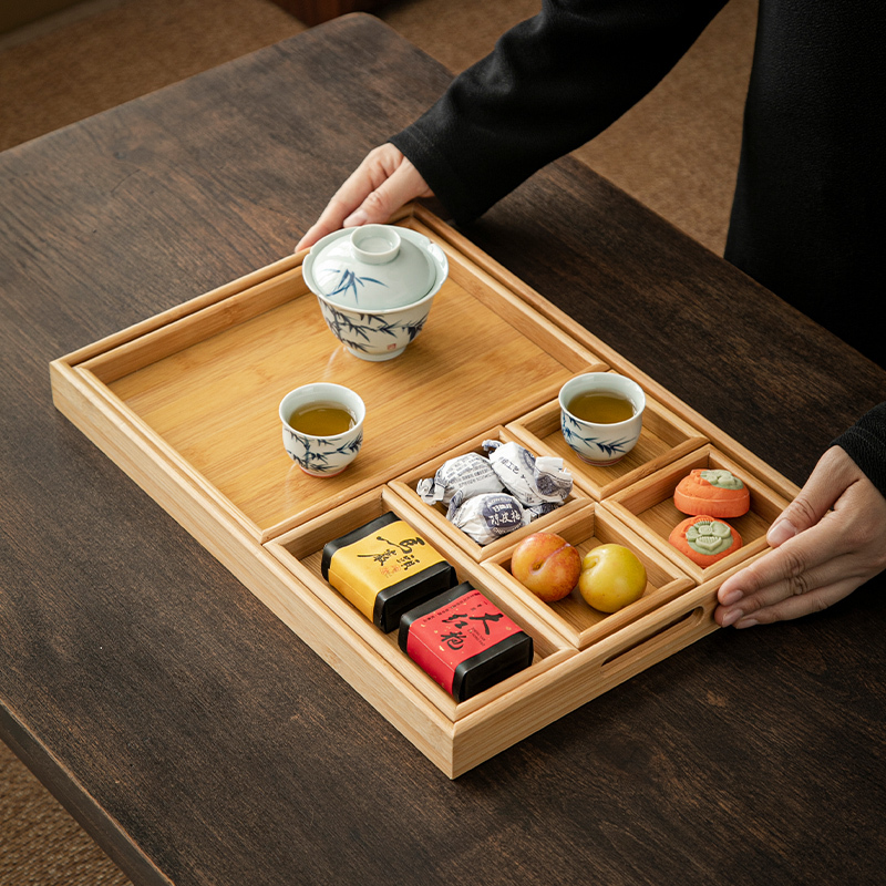Bamboo Tea Tray Set for Home Use, Living Room Candy Tray, Tea Accessories for Brewing Around the Stove, Storage Tray for Snacks and Treats Bamboo Tea Tray Set for Home Use, Living Room Candy Tray, Tea Accessories for Brewing Around the Stove, Storage Tray for Snacks and Treats