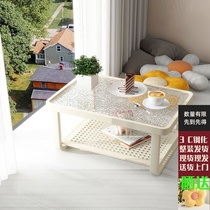 极简飘窗小茶几奶油风玻璃窗台小桌子卧室家用榻榻米方形茶几矮桌