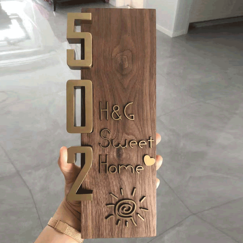 Little Red Riding Book Recommend Wood and Porcelain Original Design Light Luxury Luminous Home House Number Custom Solid Wood Metal Combination