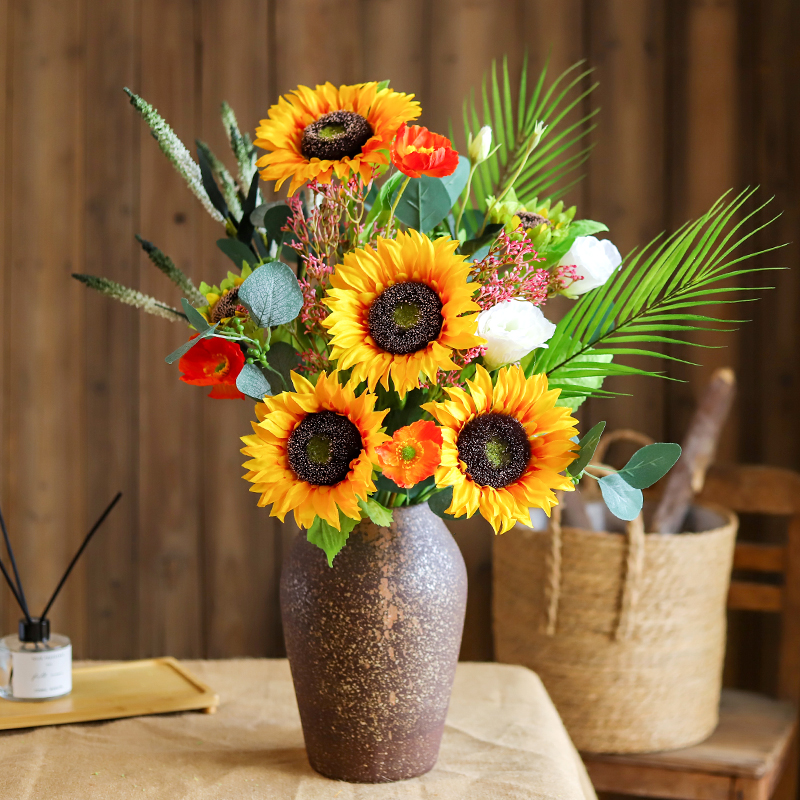 Wild Sunflower Bouquet Living-room Table Fake Flower Pendulum suit hand-holding floral decoration floral TV cabinet furnishing