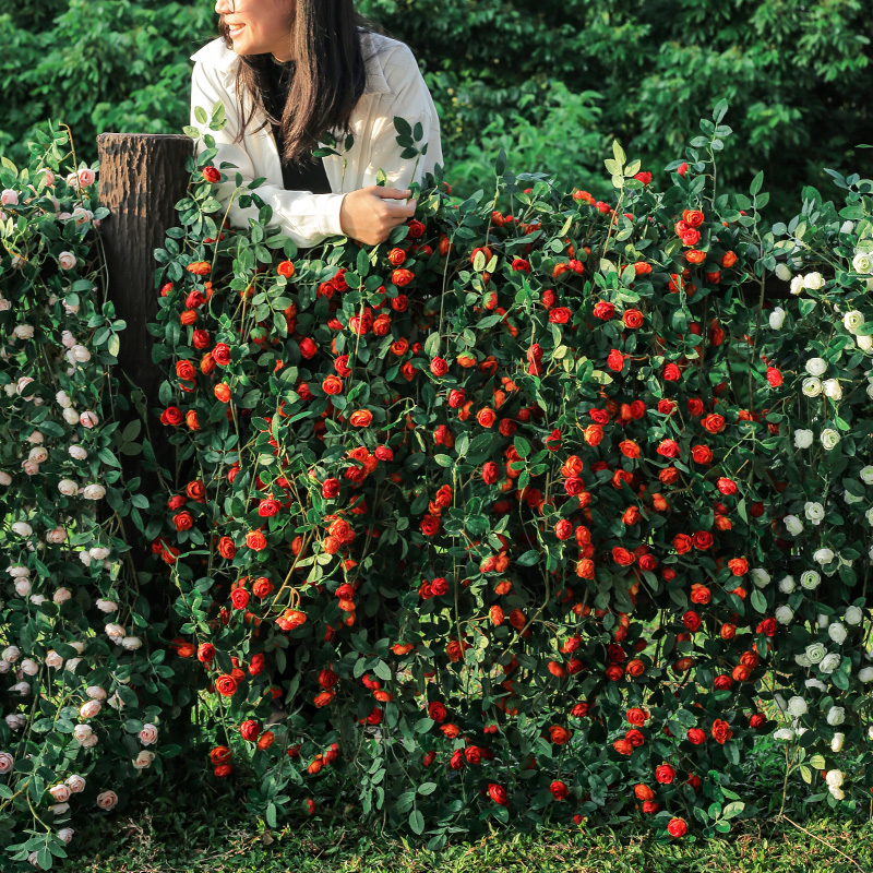 Wild Tea Bud Matcha Flowers Vines Simulation Flowers Fake Flowers Vines Vine Balcony windows Decorative Floral Air Conditioning Ducts Twine