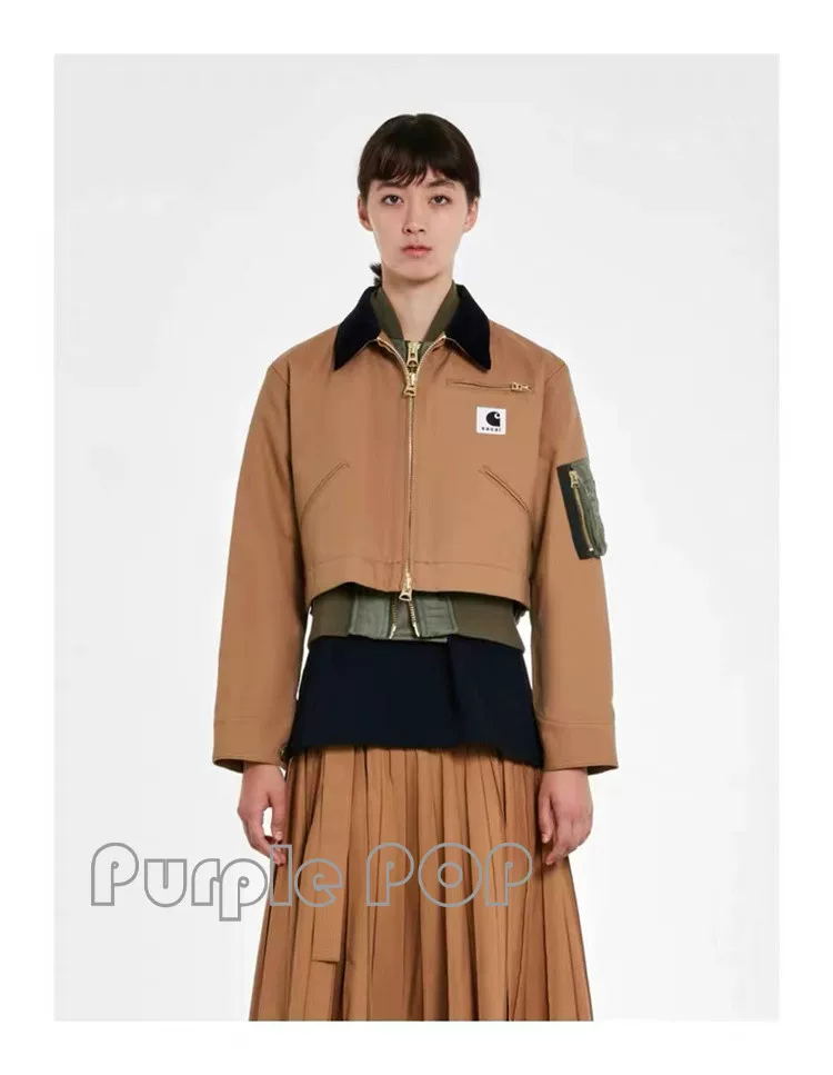 [POP Sacai x Carhartt Кархарт совместная джекет-пиджак с нашивками]