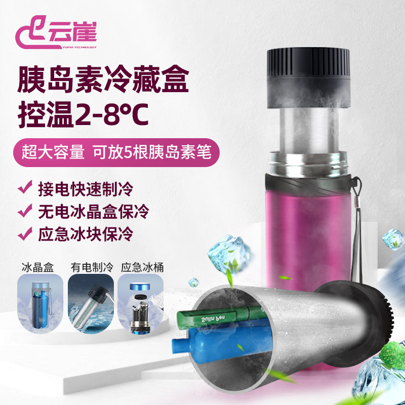 Charging insulin refrigeration box portable thermostat car refrigerator travel small medicines can be packed with refrigeration cup