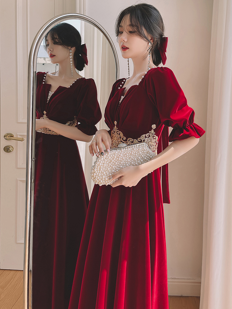 Red summer evening dress for bride, suitable for teen