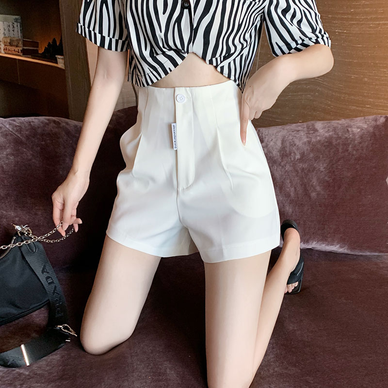 White suit shorts female Summer loose 2022 new high waist slim outer wear thin casual broad leg A - word hot pants