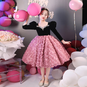 Children's High-End Dress for Birthday Party, Flower Girl Princess Dress, Girl's Little Host Runway Show, Piano Performance Costume, Autumn
