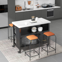 Light luxury slate sideboard island table dining table integrated storage table kitchen console iron art home small apartment customization