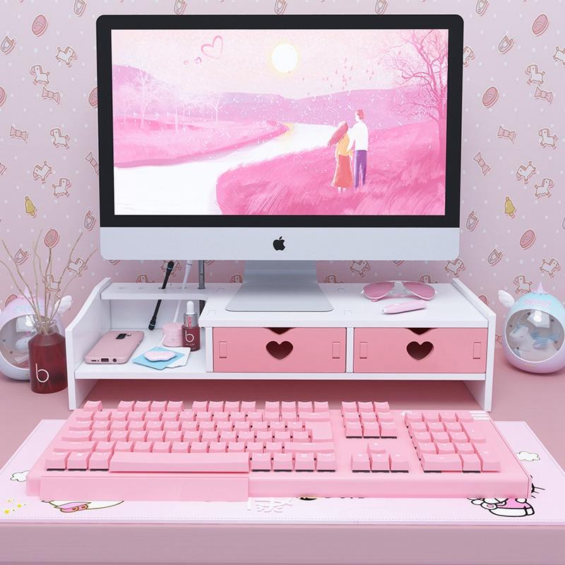 Computer Monitor Riser with Padded Screen Stand Base Office Desktop Storage Box Organizer