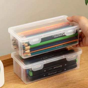 Pencil storage box large capacity transparent stationery storage box pencil holder filled with colored lead children's crayon painting sketch colored lead