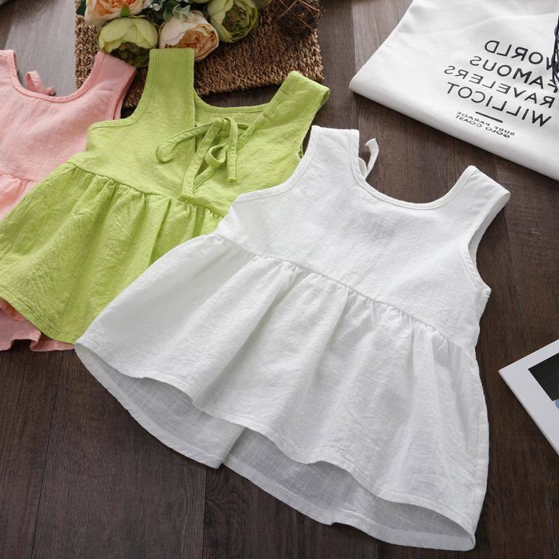 Baby Boy Pendant With Skirt Summer Children Doll Shirt Girl Cotton Linen Dress Pure Cotton Linen Small Vest Skirt