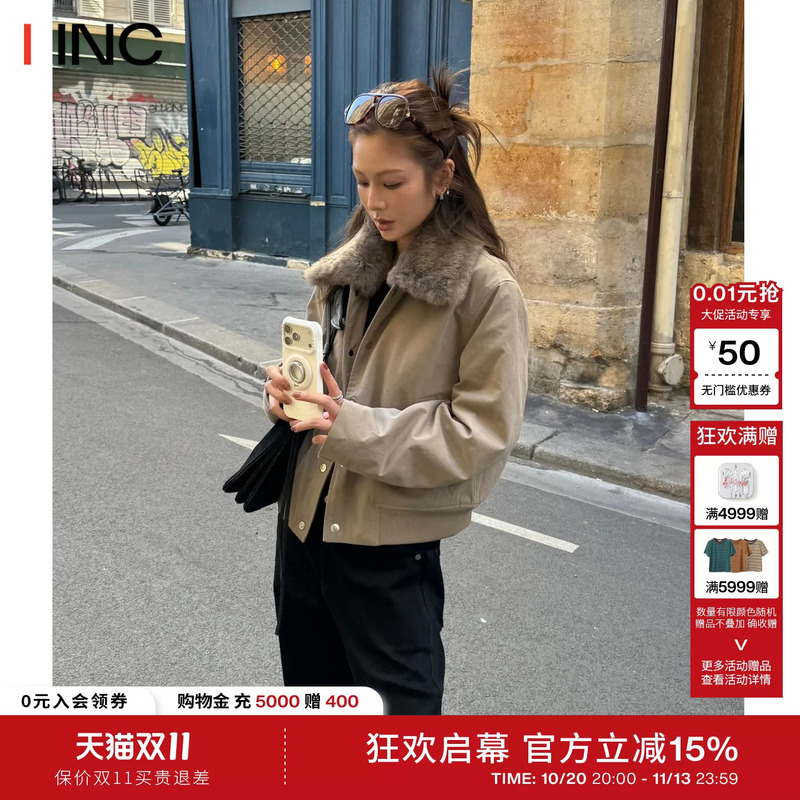 Liegee Sheep Wool Fur Collar Leather Collar Cotton Jacket Women's 26Aw Autumn New Simple Casual Coat Iinc