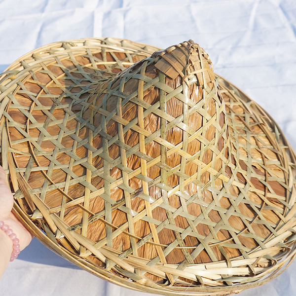 Bamboo Woven Chinese Ancient Style Red Army Bamboo Hat Kids Dance Performance Props Adult Dancing Hat Farmer Sun Protection Straw Sun Hat