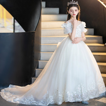 Girls' Evening Dress, Princess Dress, Children's Concert Piano Performance Dress, Long Stage Performance Art Exam Catwalk Dress