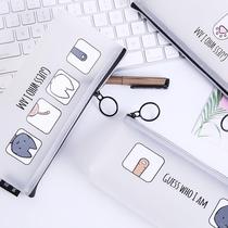 (Delivered Benson) Transparent Pen Bag Han Edition Student Cute Brief About Large Capacity Pencil Bag Male Creative Pencil Case Female