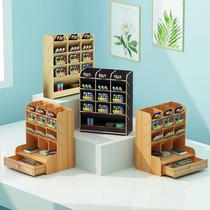 Pen holder containing box Creative fashion small frescoed female Jean pen holder office Multi-functional debris table swing piece wood