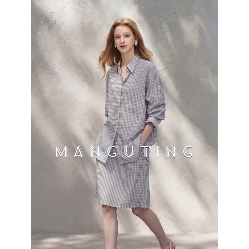 Manguting Lazy Style Fashion Trendy Plaid Loose Shirt 2026 Women's Autumn A-Line Skirt Casual Suit Manguting Lazy Style Fashion Trendy Plaid Loose Shirt 2026 Women's Autumn A-Line Skirt Casual Suit