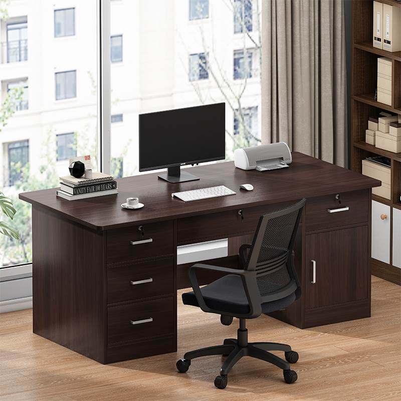 Desk with lock home computer desk desktop simple desk workbench with drawer desk staff table and chair combination