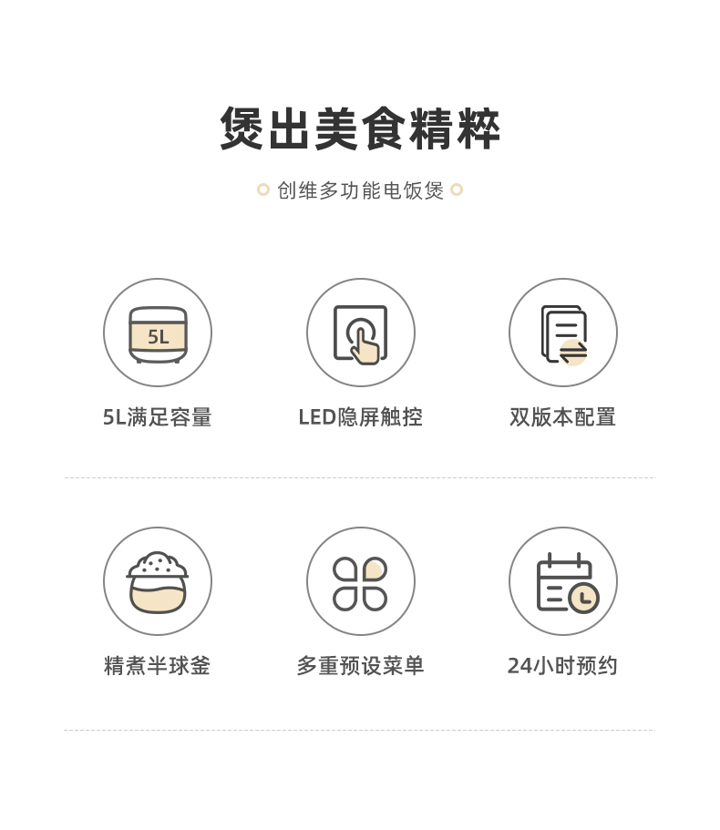 智能双胆，24h预约：5L大容量 创维 多功能电饭煲 199元包邮，低糖款229元 买手党-买手聚集的地方