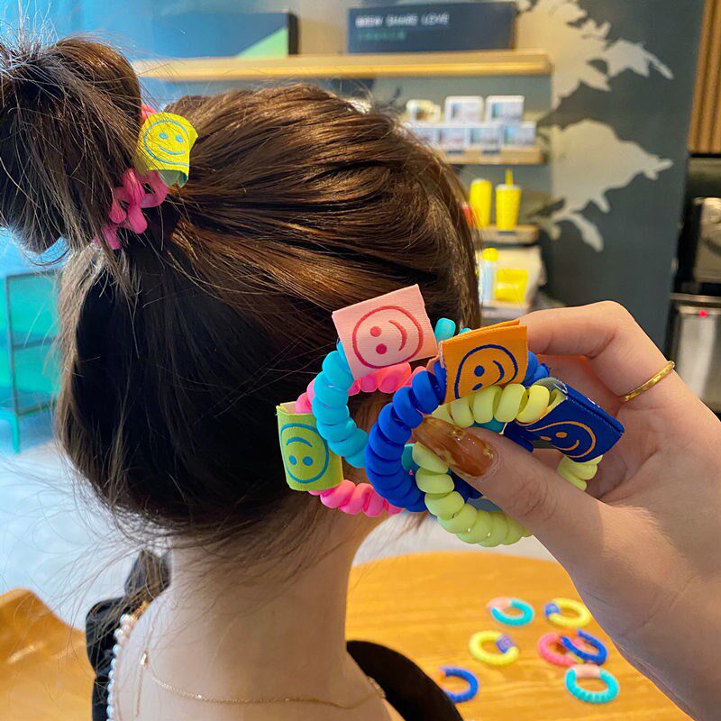 Telephone line Hair Rings Woman Frosted Fish gie Fat Circle student Teen Sweet Candy Color Zal Hair Big Hair Accessories