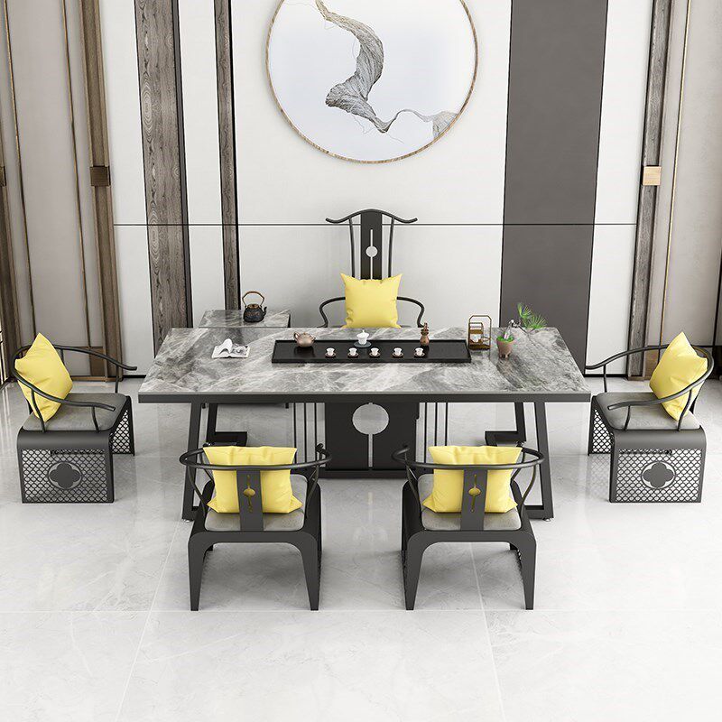 New Chinese home rock plate tea table and chairs combined tea table modern minimalist light lavish kungfu office tea drinking tea table-Taobao