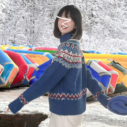 Синий свитер, демисезонная куртка, ретро кардиган с молнией