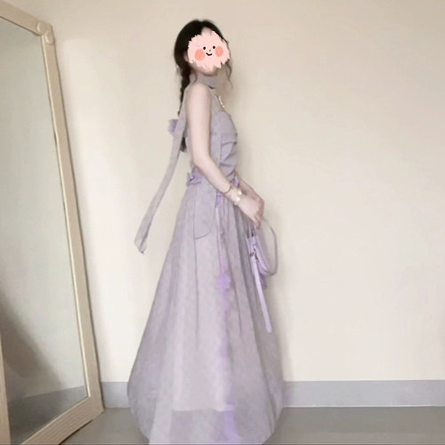 Сиреневый бюстгальтер-топ, летнее платье, длинная юбка, французский стиль