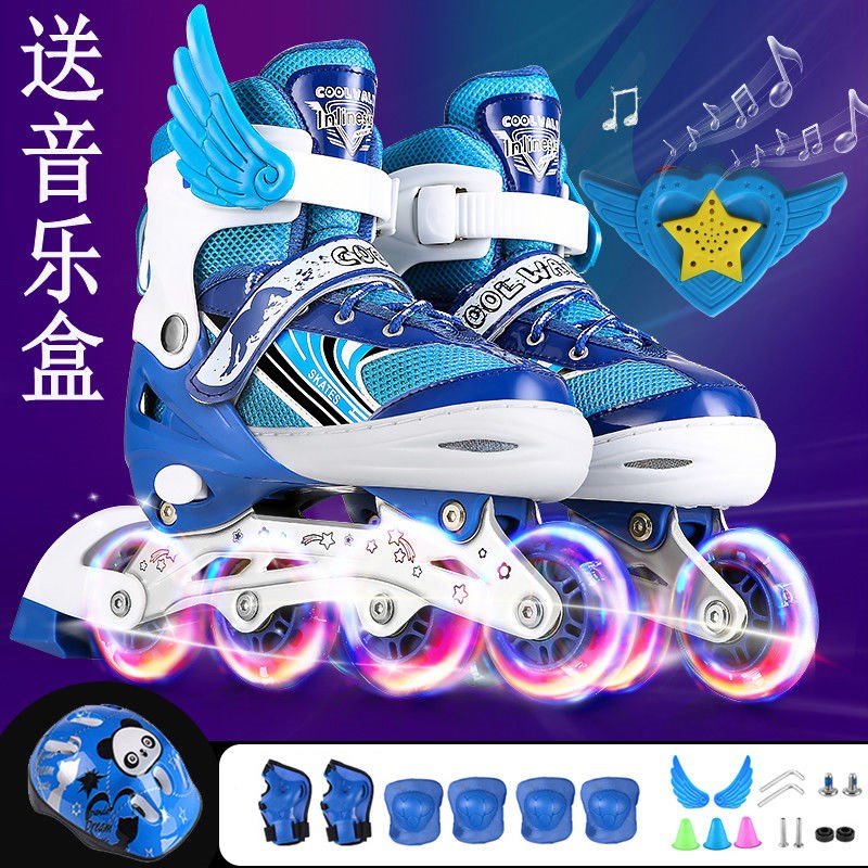 Roller skating shoes children's complete set 3-12 years old beginners adjustable size roller skating boys and girls roller skating