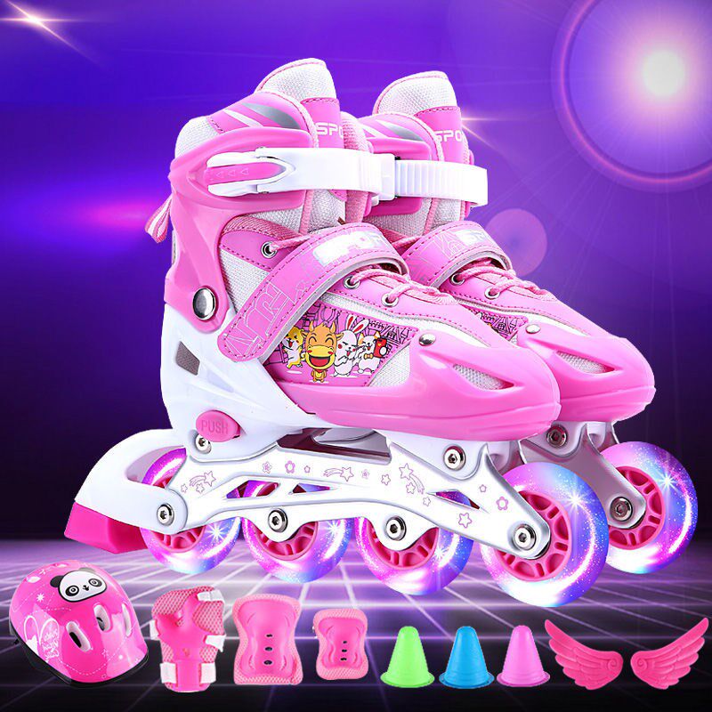 Wheel Skating SKATE CHILDREN FULL SET OF SUITS 3-6 BEGINNERS 5 ADJUSTABLE SIZE 8 DRY ICE 4 BOYS 12 GIRLS 10 YEARS OLD-TAOBAO