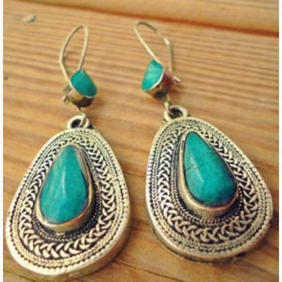 3E3C Turquoise Statement Earrings | Western Fashion Retro Vintage Palace Dangle Earrings