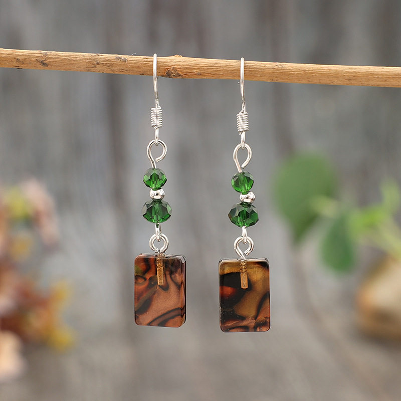 Bohemian Retro Square Patchwork Beaded Acrylic Earrings | Minimalist Fashion Jewelry