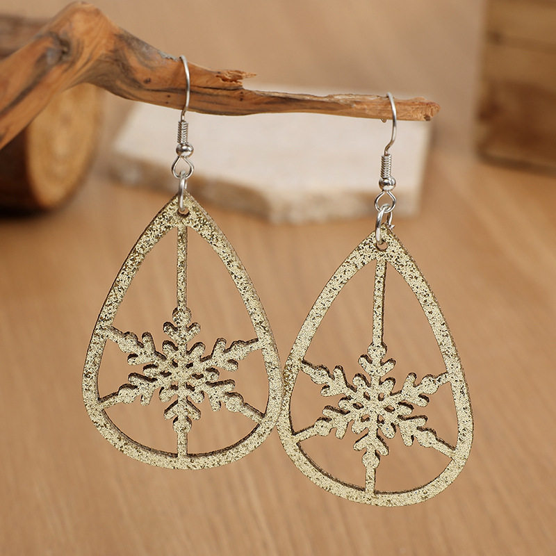 Vintage Drop-shaped Hollowed-out Exquisitely-carved Snowflake Sequin Earrings