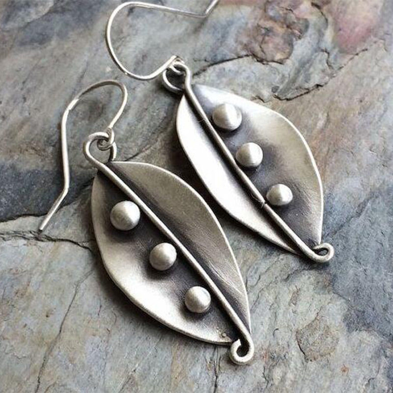 Vintage Silver Leaf Earrings Western Ethnic Style Minimalist Forest - inspired Drops for Cross - border