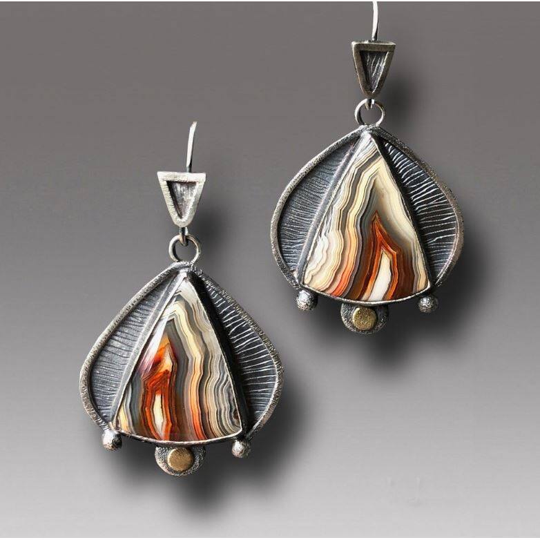 Laguna Lace Agate Earrings Western Trendy Creative Triangle Teardrop Dangle Jewelry
