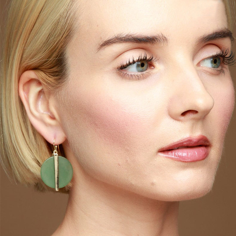 Vintage Geometric Round Acrylic Dangle Earrings Elegant Two-Tone Inlaid Jewelry for Women