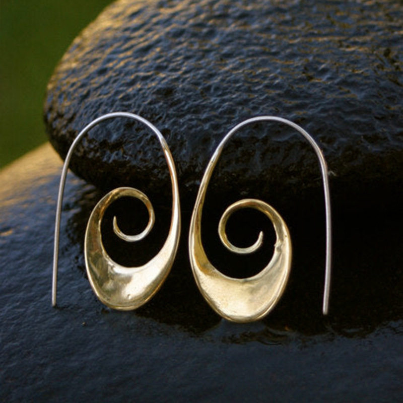 Ethnic Style Vintage Minimalist Geometric Spiral Hoop Earrings