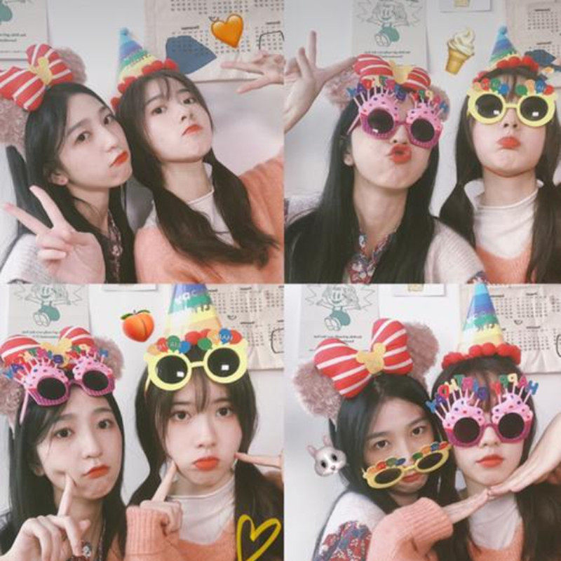 Birthday funny glasses blue baby one-year-old children happy party selfie props decoration Xiaohongshu same style