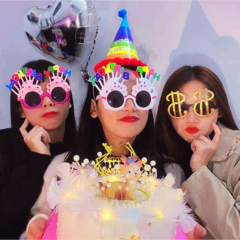 Happy birthday of the net red sin sin funny blue glasses for birthday photo props jitsu same birthday party