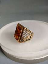 Antique jewelry yellow sapphire K gold rare ring